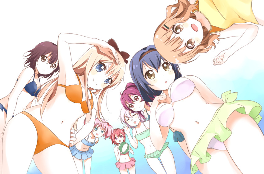 toshinou kyouko, akaza akari, funami yui, yoshikawa chinatsu, oomuro sakurako, and 3 more (yuruyuri) drawn by kamiki_uutarou