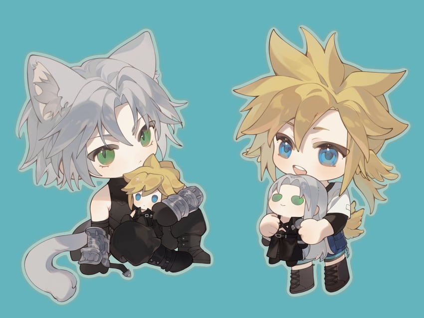 cloud strife and sephiroth (final fantasy and 3 more) drawn by maomaoyu