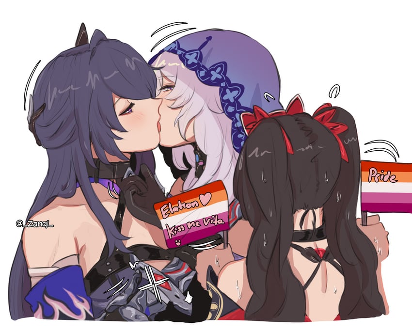 acheron, sparkle, and black swan (honkai and 1 more) drawn by sleepy_kaslana