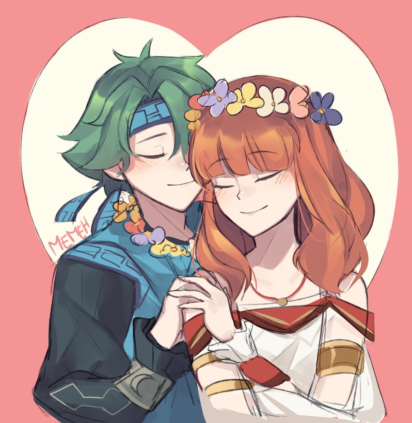 celica and alm (fire emblem and 2 more) drawn by memeh