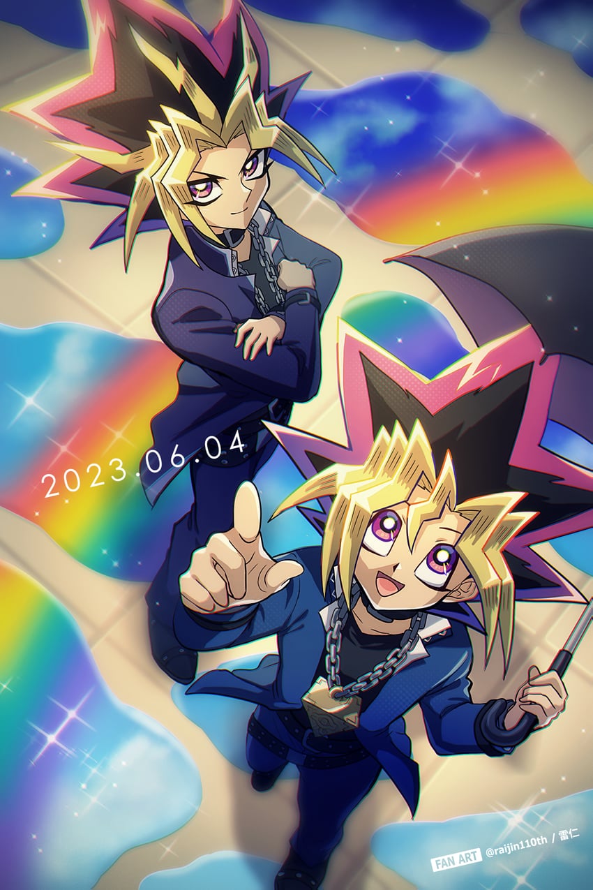 muto yugi and yami yugi (yu-gi-oh!) drawn by raijin-bh