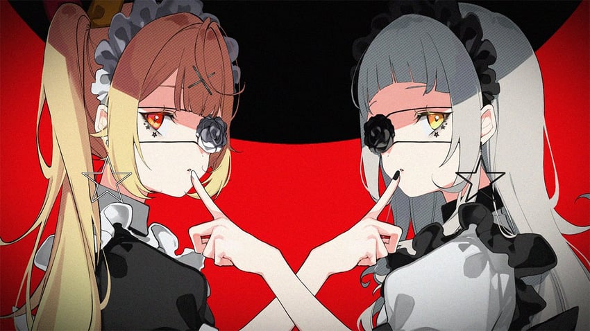 murasaki shion and hoshikawa sara (hololive and 2 more) drawn by sofra