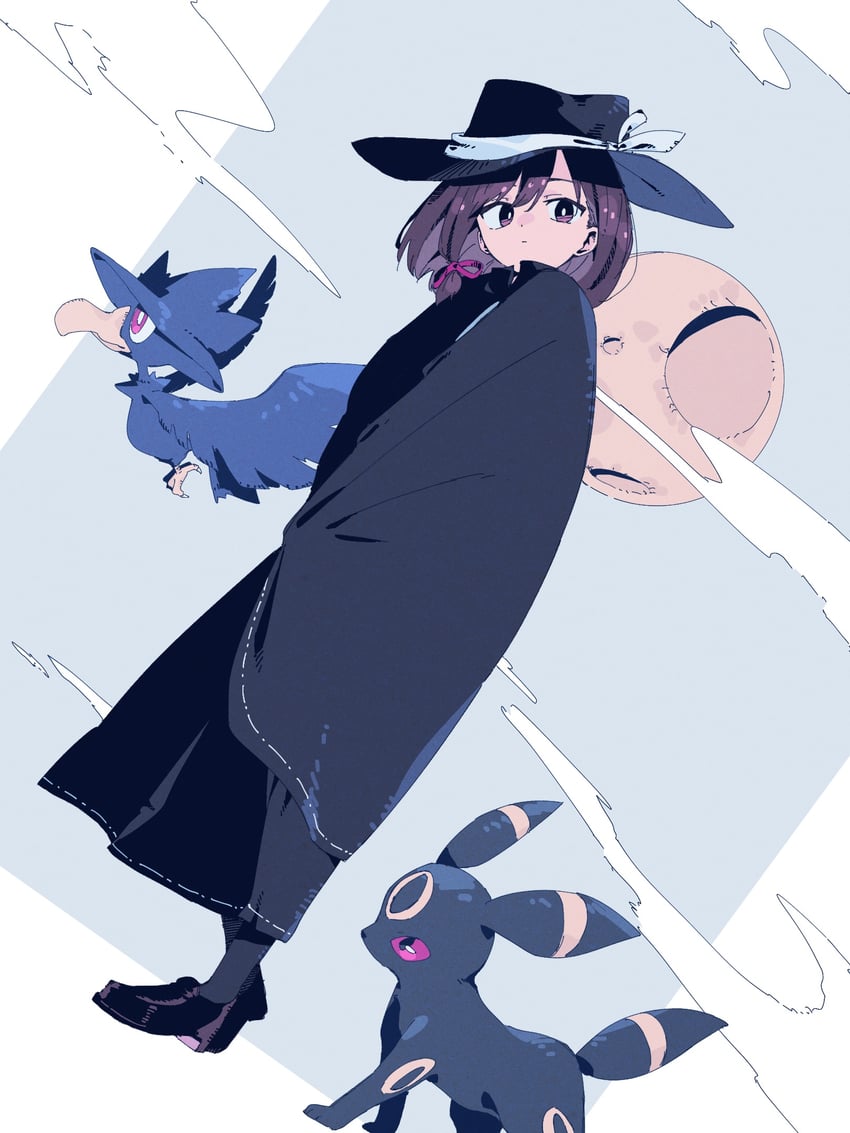 usami renko, umbreon, and murkrow (touhou and 1 more) drawn by nama_udon