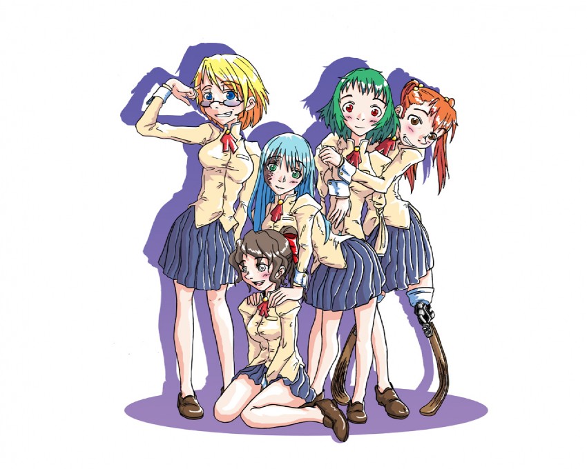 ikezawa hanako, satou lilly, tezuka rin, ibarazaki emi, and hakamichi shizune (katawa shoujo)