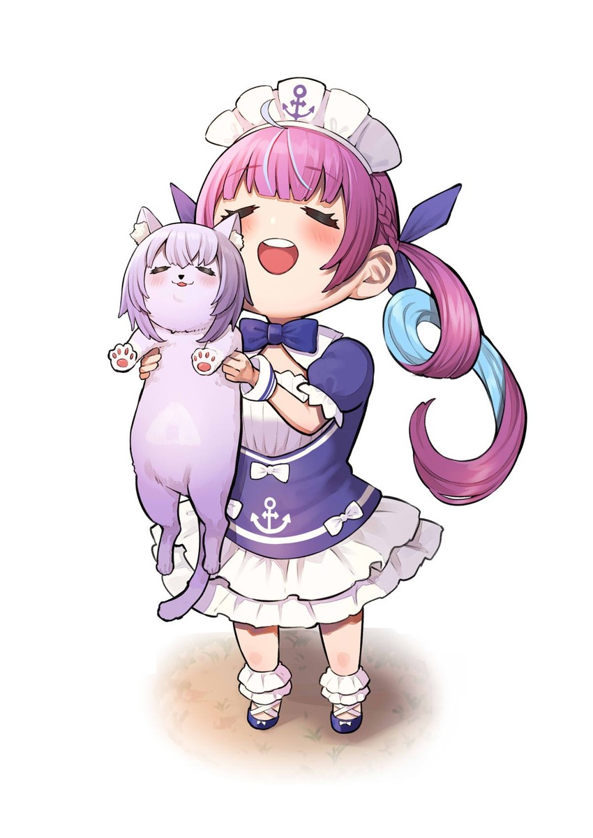 nekomata okayu and minato aqua (hololive) drawn by mikan_(chipstar182)