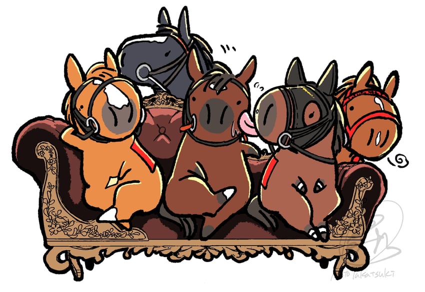 orfevre, gentildonna, smart falcon, sirius symboli, and mejiro ramonu (umamusume and 1 more) drawn by takatsuki_nato