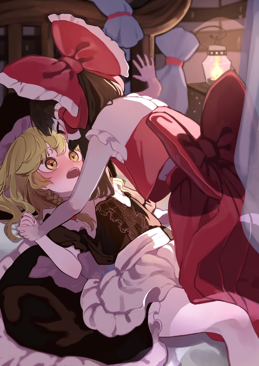 hakurei reimu and kirisame marisa (touhou) drawn by niru_(ka_k_0517)