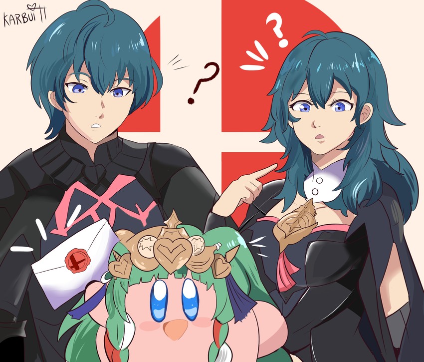 kirby, female byleth, male byleth, and sothis (fire emblem and 3 more) drawn by karbuitt