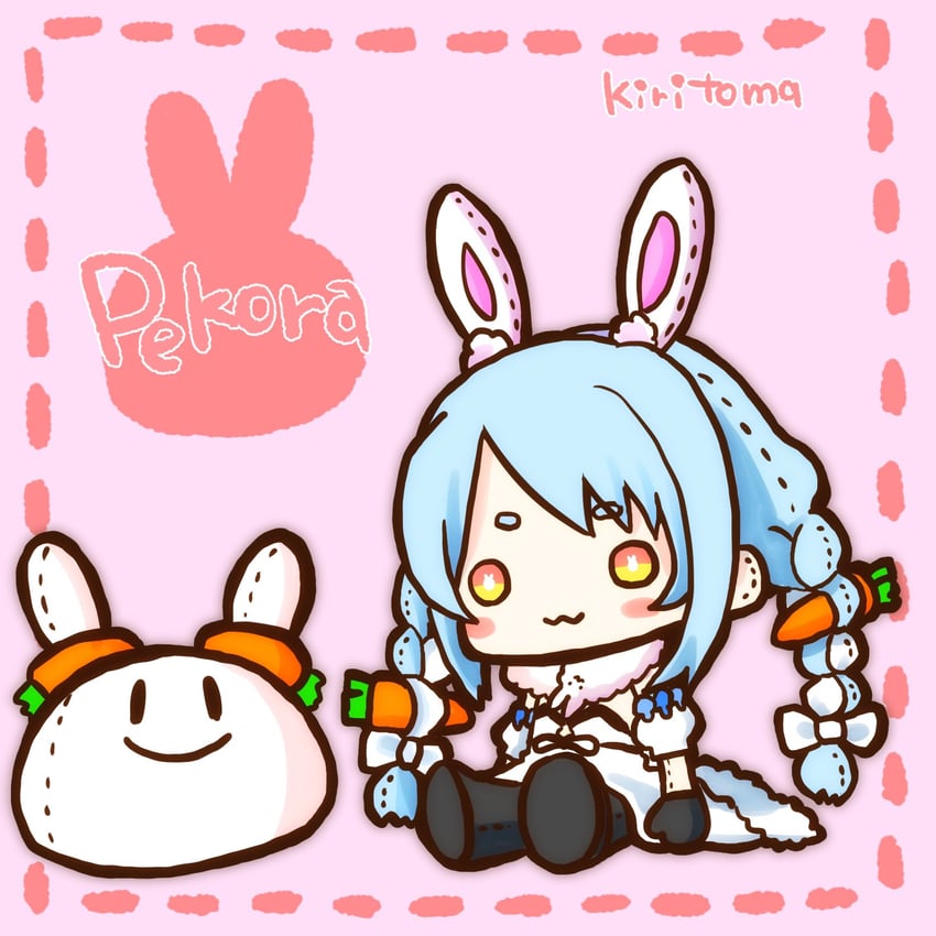 usada pekora, don-chan, and pekomon (hololive) drawn by kiritoma