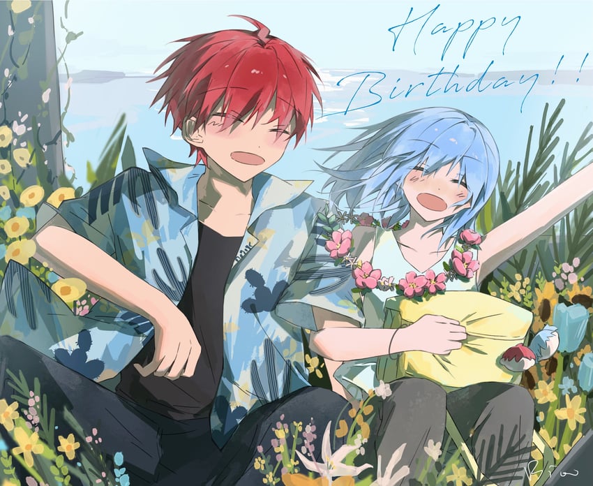 shiota nagisa and akabane karma (ansatsu kyoushitsu) drawn by bioo_dd
