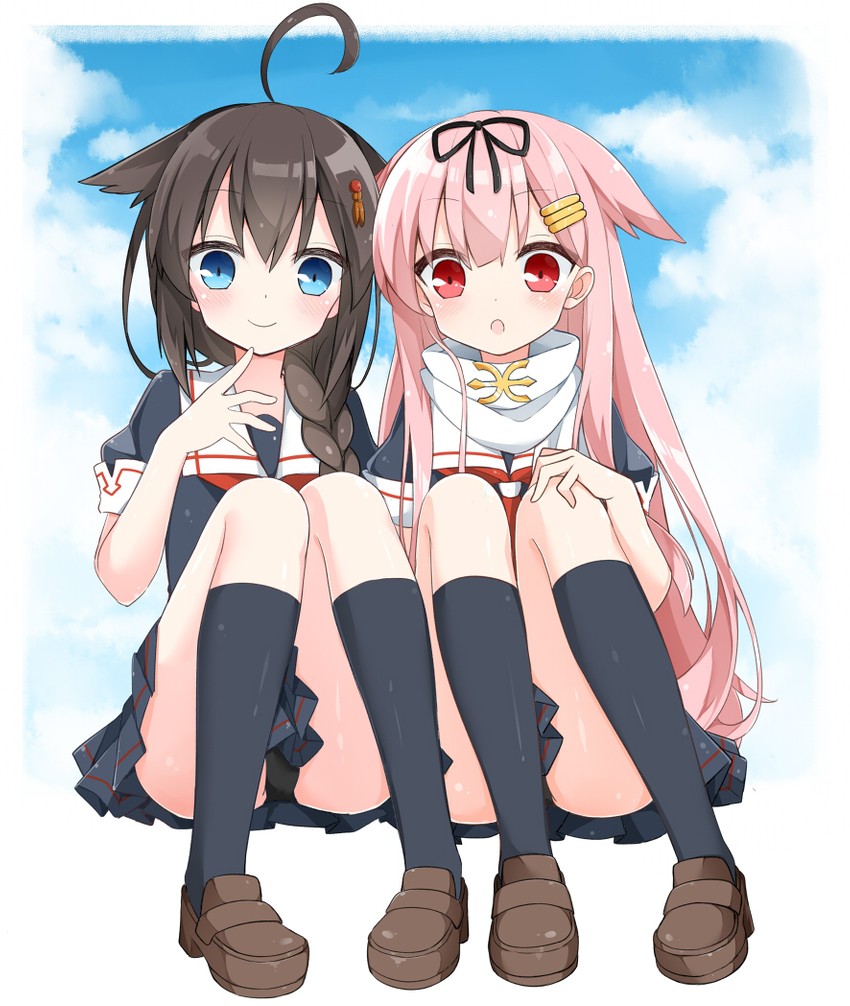shigure, yuudachi, shigure kai ni, and yuudachi kai ni (kantai collection) drawn by kamu_(geeenius)