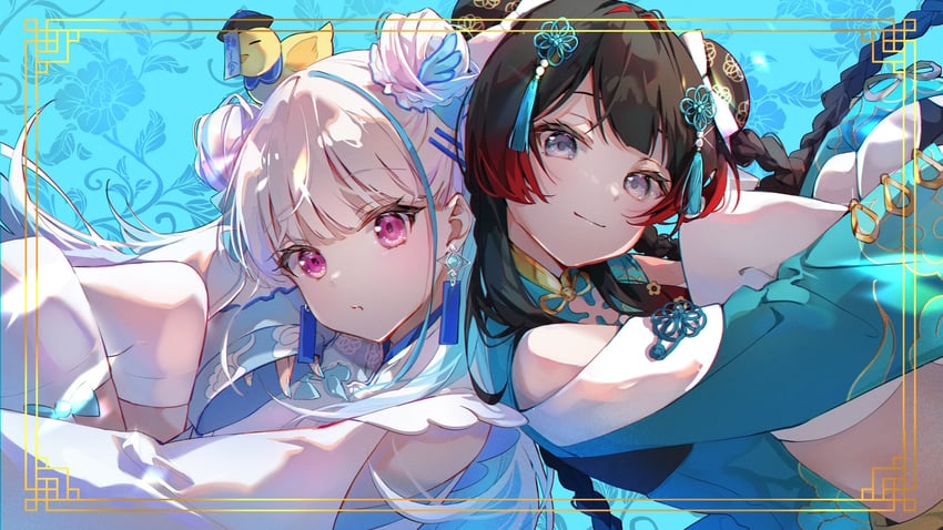 tsukino mito, lize helesta, and sebastian piyodore (nijisanji) drawn by fffafa_daifuku