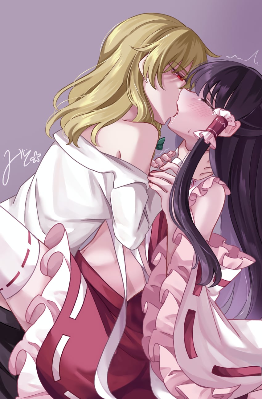 hakurei reimu and kirisame marisa (touhou) drawn by mito_(fate)