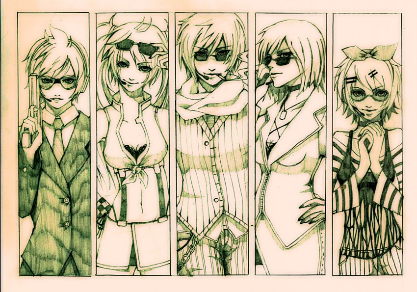 hatsune miku, kagamine rin, kagamine len, kaito, and meiko (vocaloid)