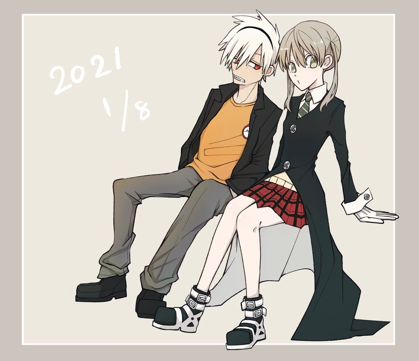 maka albarn and soul evans (soul eater) drawn by hasda