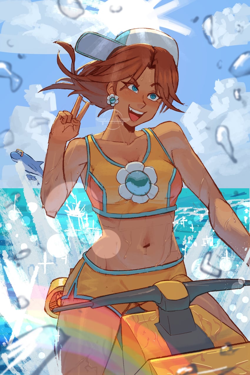 princess daisy and dolphin (mario and 2 more) drawn by dedhed_art