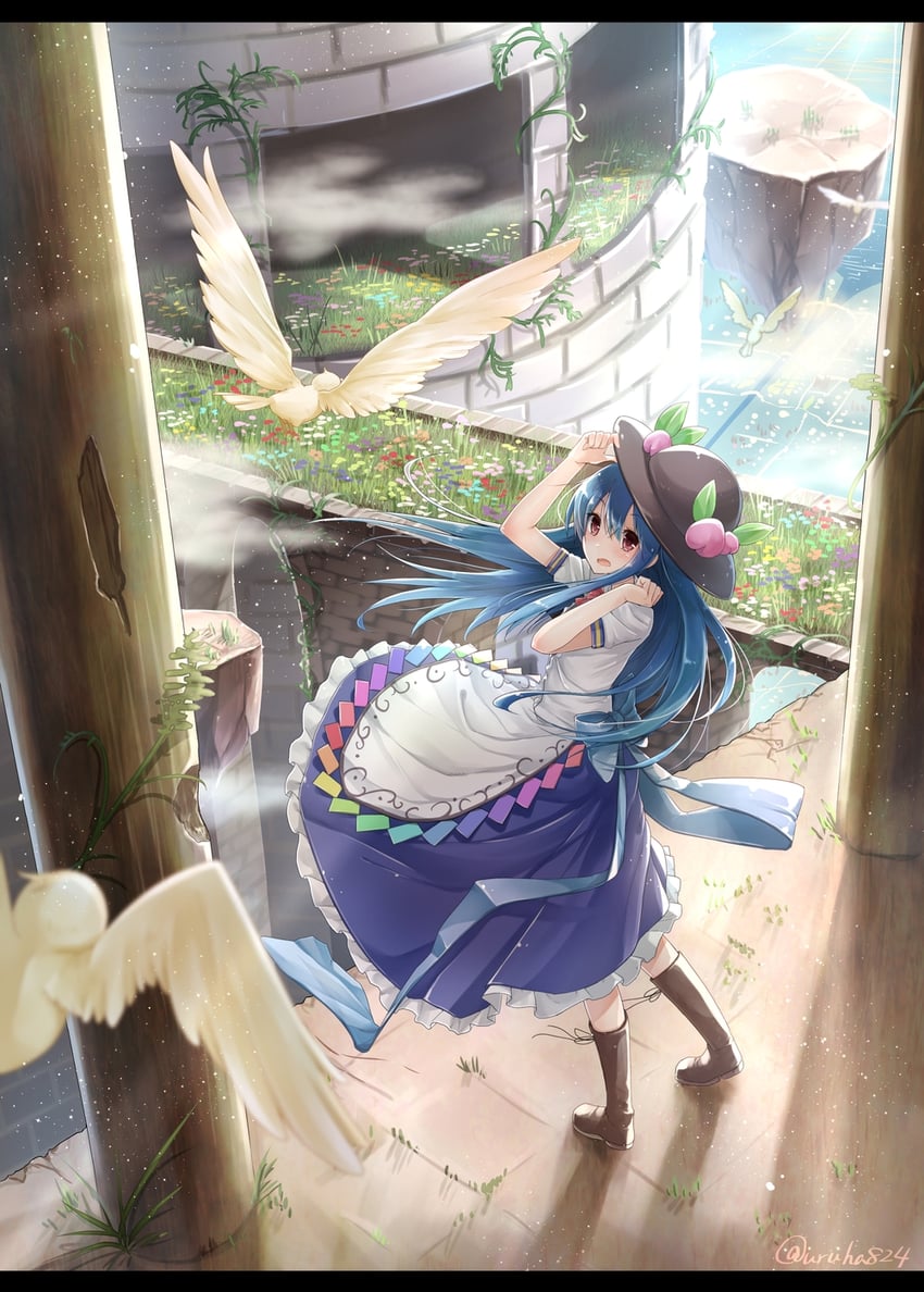 hinanawi tenshi (touhou) drawn by uruha_(yw1109)