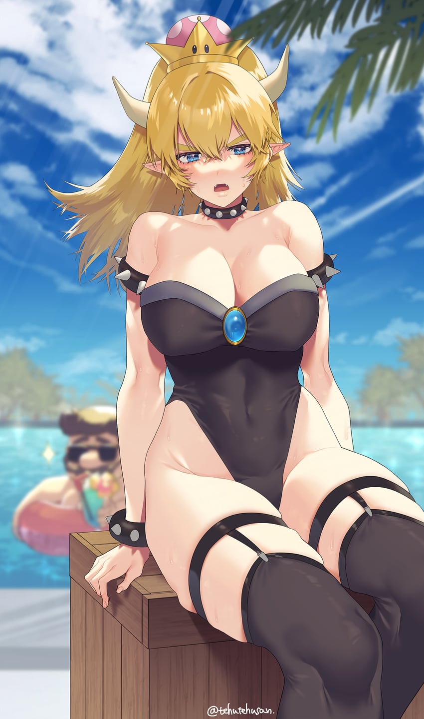 mario and bowsette (mario and 1 more) drawn by murata_tefu