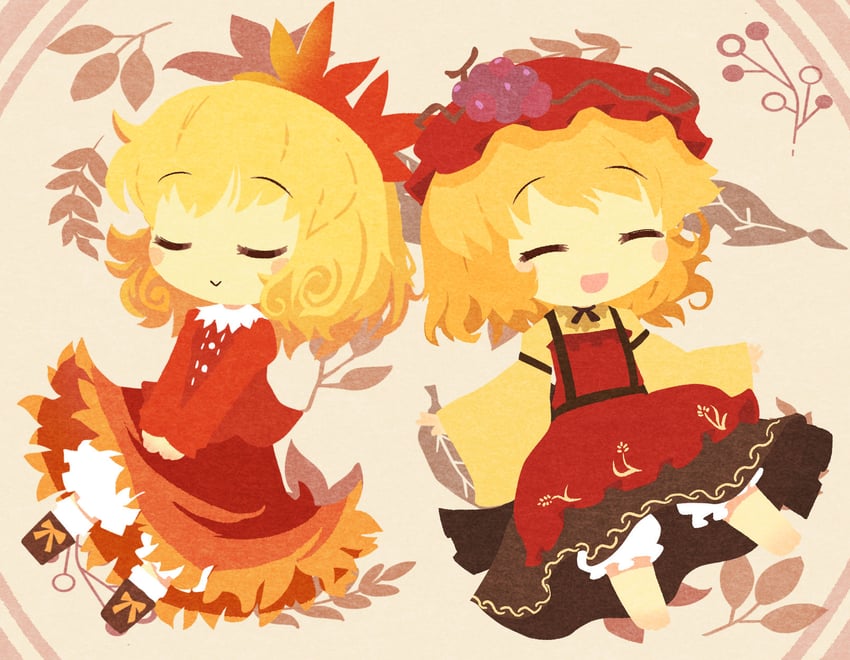 aki minoriko and aki shizuha (touhou) drawn by akihiyo