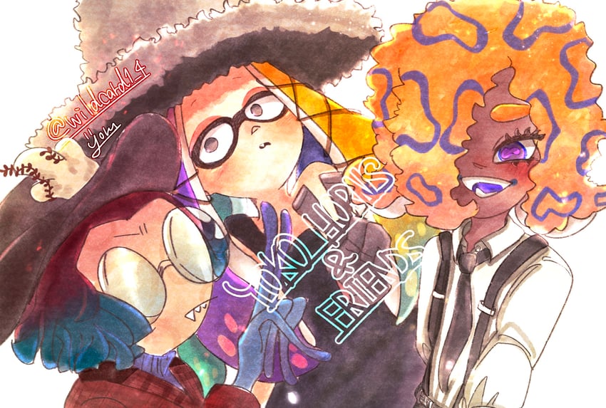 tao blu, yoko, and tosh (splatoon and 1 more) drawn by wildcard1_4