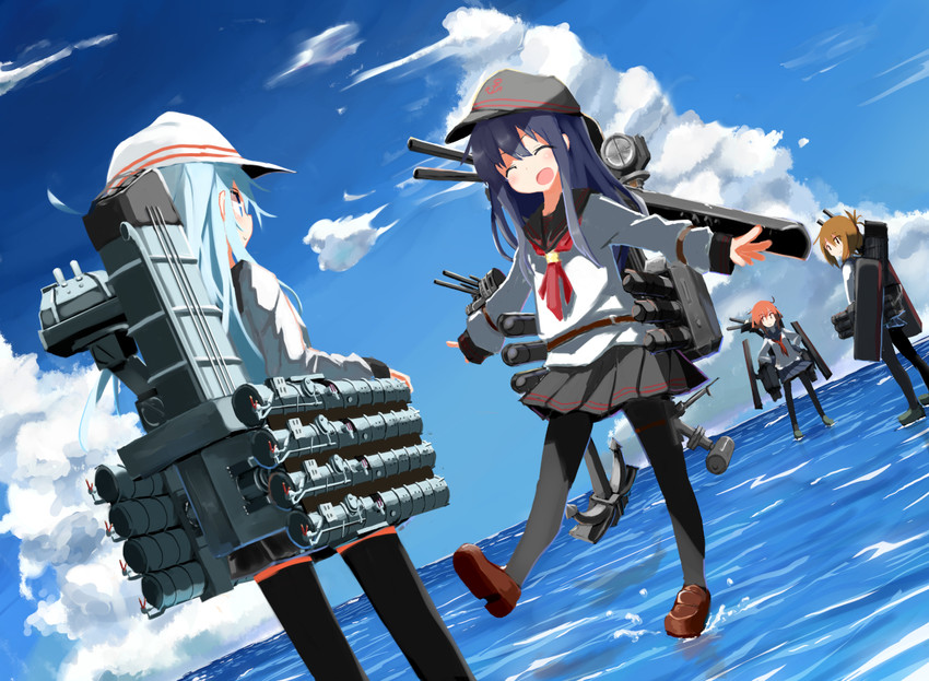 hibiki, inazuma, ikazuchi, akatsuki, verniy, and 1 more (kantai collection) drawn by beize_(garbage)