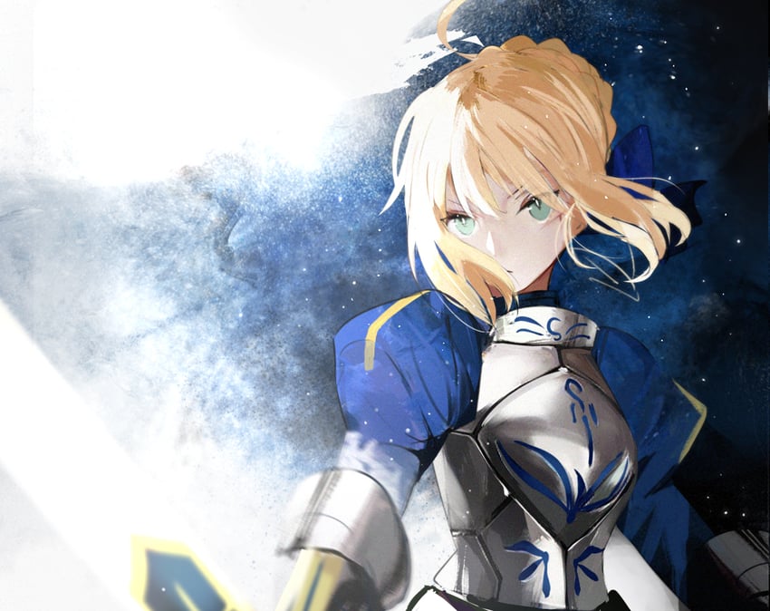 artoria pendragon and saber (fate and 1 more) drawn by meow_(cindy738)