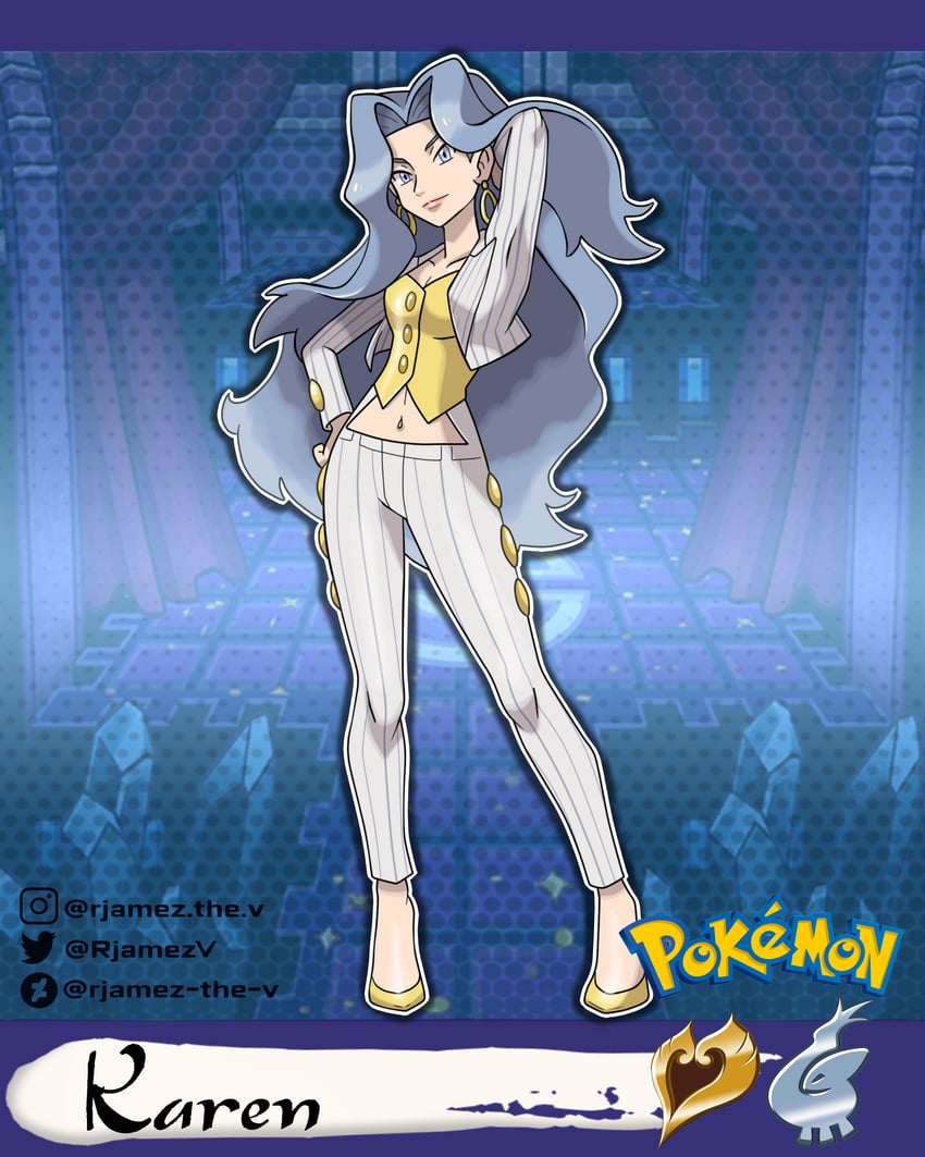 karen (pokemon and 1 more) drawn by rjamez-the-v