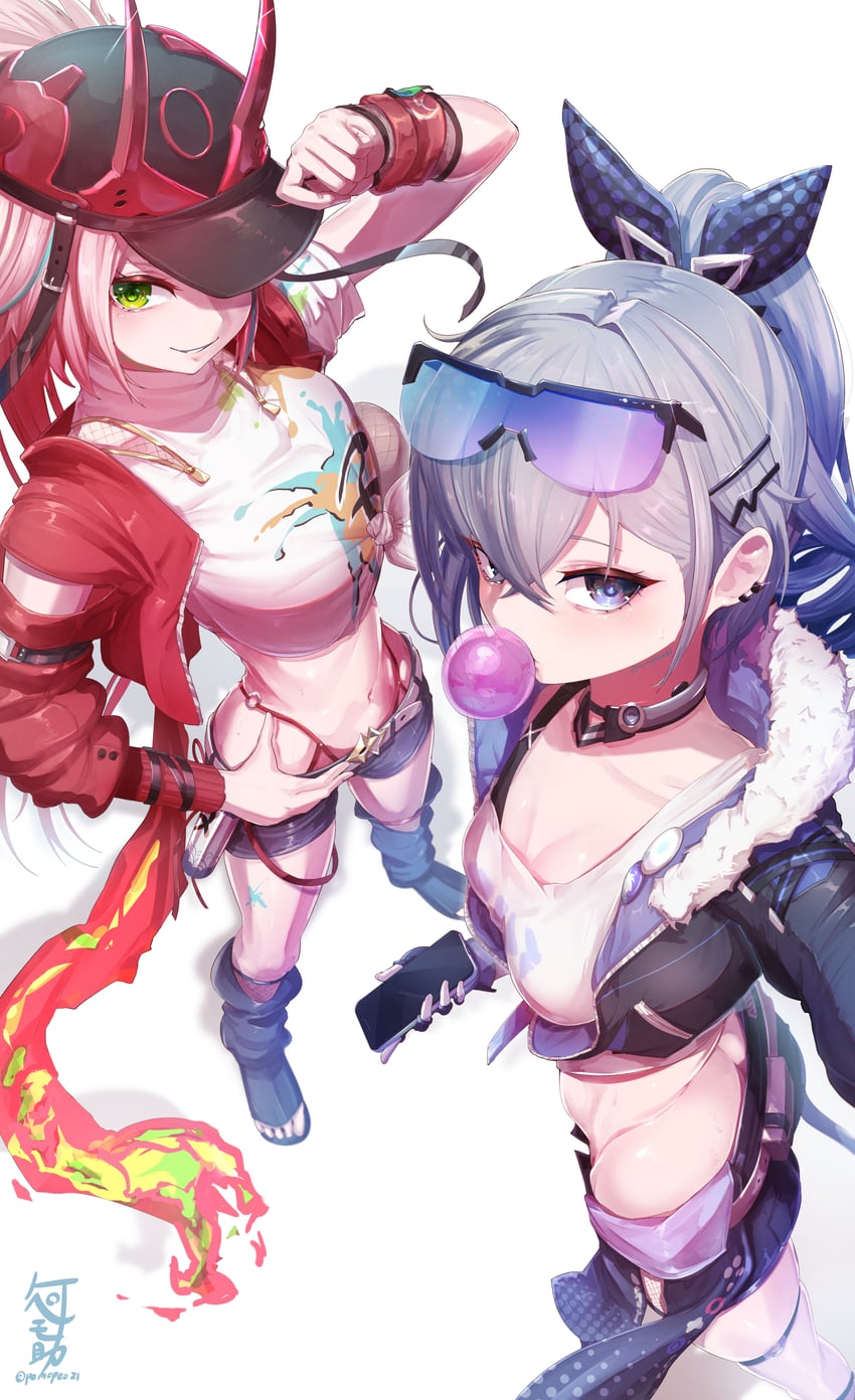 silver wolf and rappa (honkai and 1 more) drawn by pemosuke
