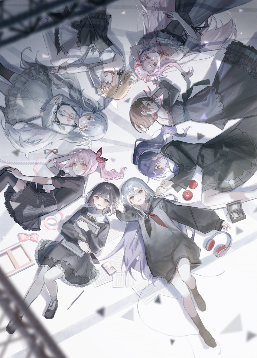 hatsune miku, kagamine rin, megurine luka, meiko, asahina mafuyu, and 7 more (vocaloid and 1 more) drawn by oyuyu