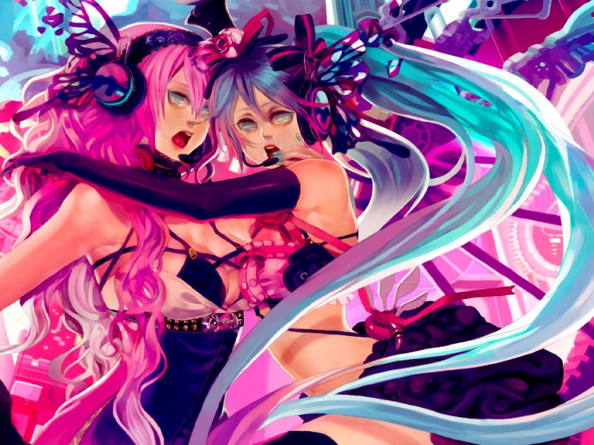 hatsune miku and megurine luka (vocaloid and 1 more) drawn by kin_(aaaa)