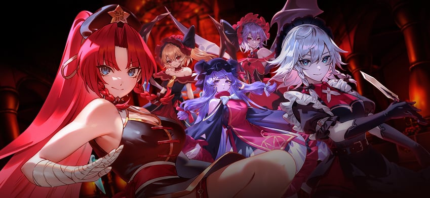 remilia scarlet, flandre scarlet, izayoi sakuya, patchouli knowledge, and hong meiling (touhou and 1 more) drawn by u_u_zan