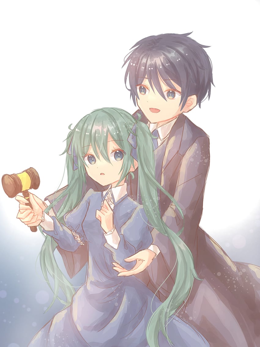 hatsune miku, kaito, gallerian marlon, clockworker's doll, and houtei no nushi (vocaloid and 1 more) drawn by aquamarinu
