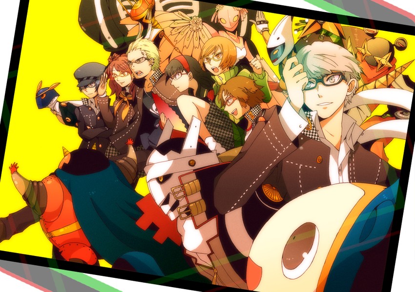 narukami yu, shirogane naoto, satonaka chie, kujikawa rise, amagi yukiko, and 11 more (persona and 1 more) drawn by okimaru