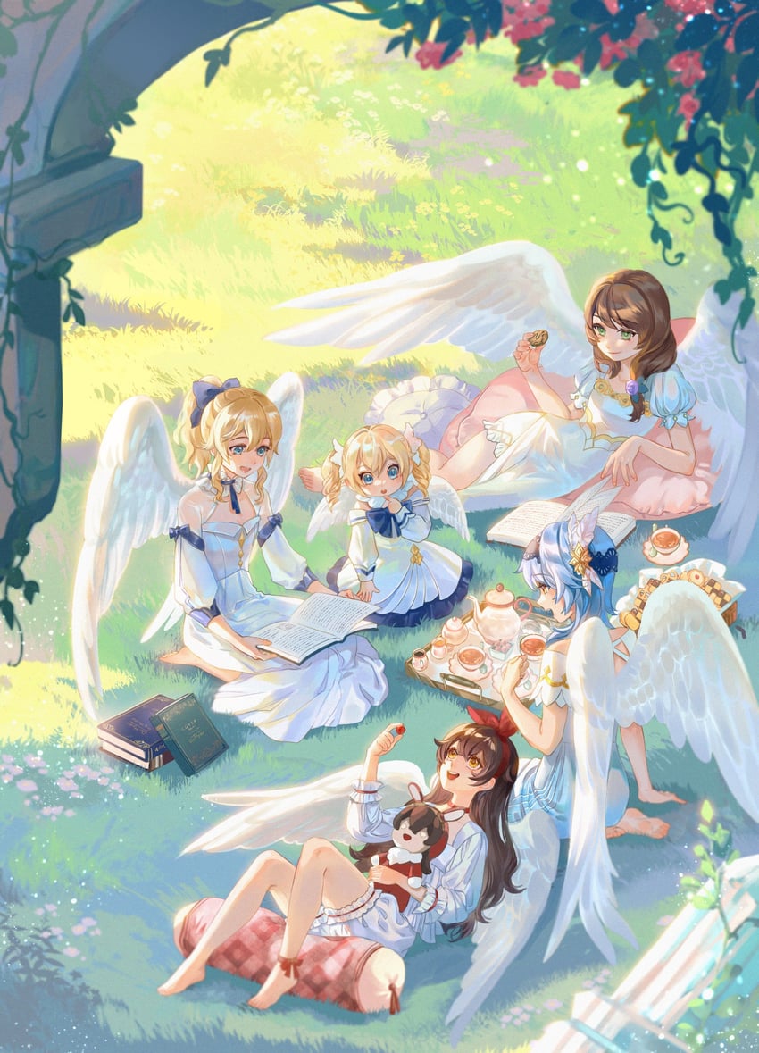 eula, barbara, jean, amber, lisa, and 1 more (genshin impact) drawn by do_myzu
