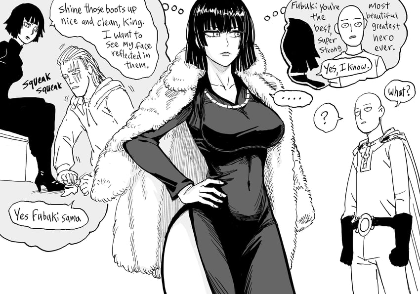 fubuki, saitama, and king (one-punch man) drawn by bb_(baalbuddy)