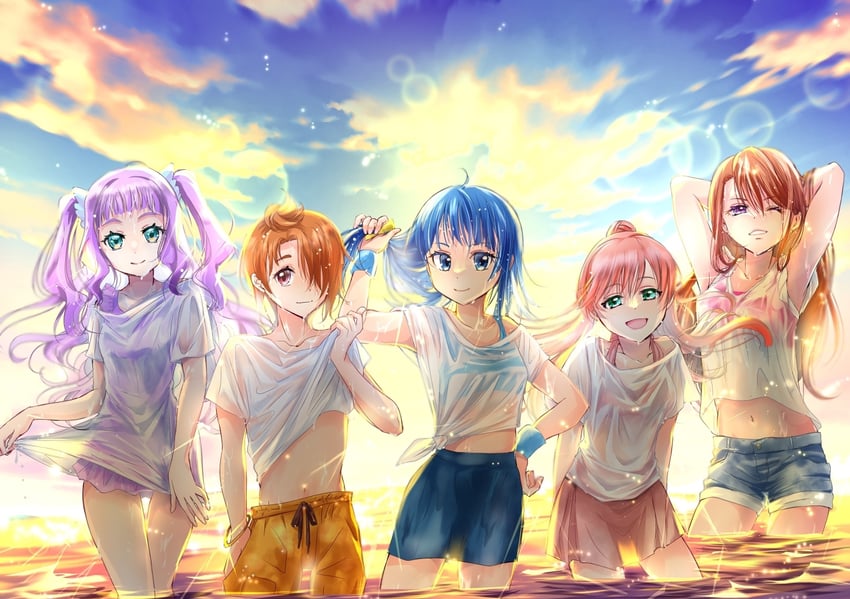 sora harewataru, nijigaoka mashiro, hijiri ageha, yuunagi tsubasa, and ellee-chan (precure and 1 more) drawn by manekineko5319