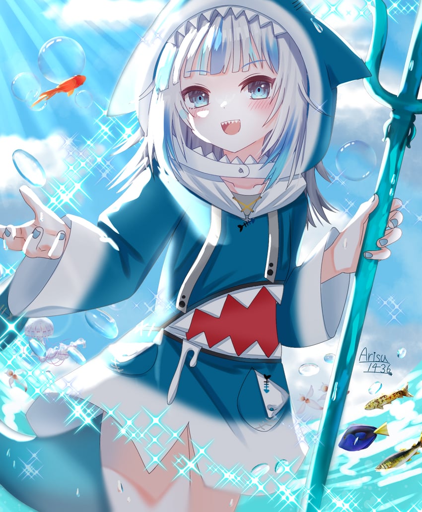 gawr gura (hololive and 1 more) drawn by arisuuuuu.1436