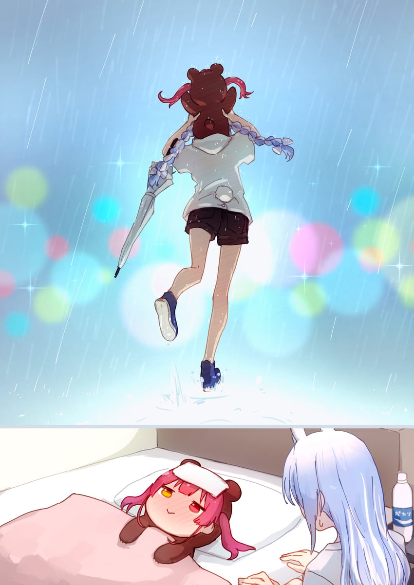 houshou marine, usada pekora, and houshou kumarine (hololive) drawn by yami_ara