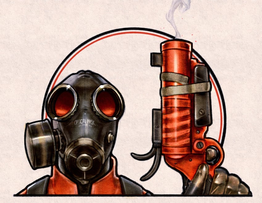 pyro and red pyro (team fortress 2) drawn by burnttoadstool