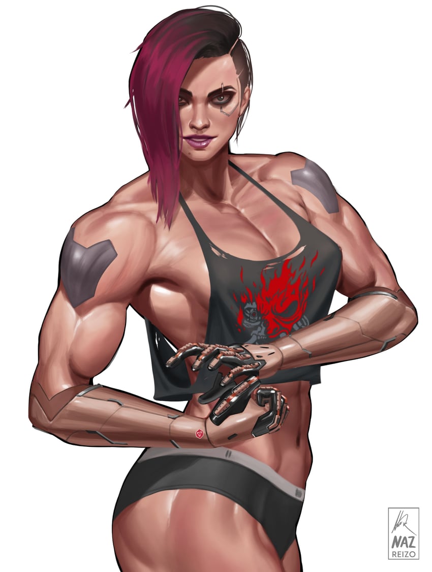 v and valerie (cyberpunk and 1 more) drawn by nazreizo
