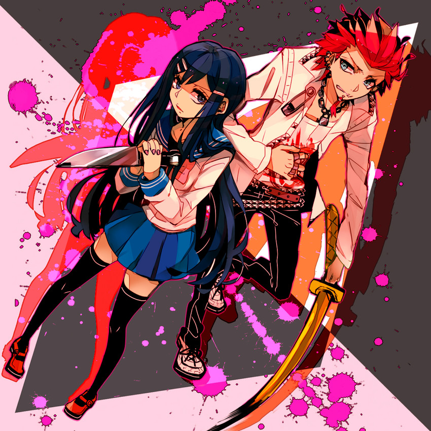 maizono sayaka and kuwata leon (danganronpa and 1 more) drawn by yyy246