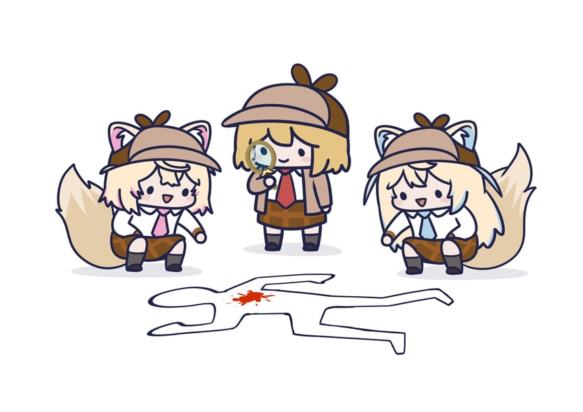 watson amelia, fuwawa abyssgard, mococo abyssgard, and smol ame (hololive and 1 more) drawn by phdpigeon