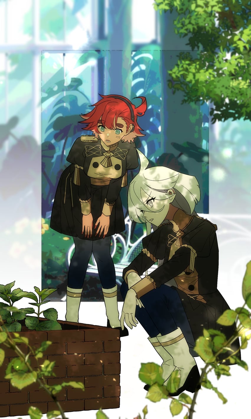 suletta mercury and miorine rembran (fire emblem and 3 more) drawn by raccoon_maen