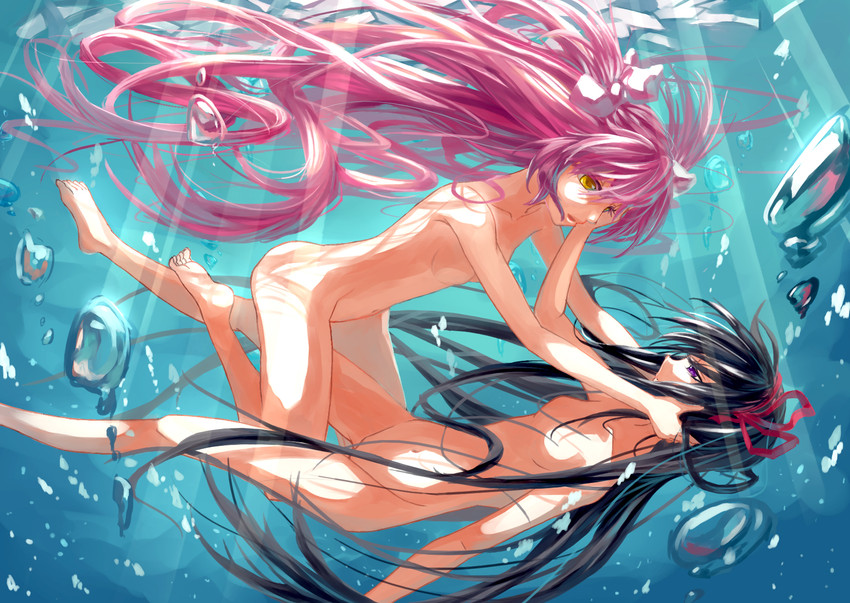 akemi homura, kaname madoka, and ultimate madoka (mahou shoujo madoka magica) drawn by yal_(lily910218)