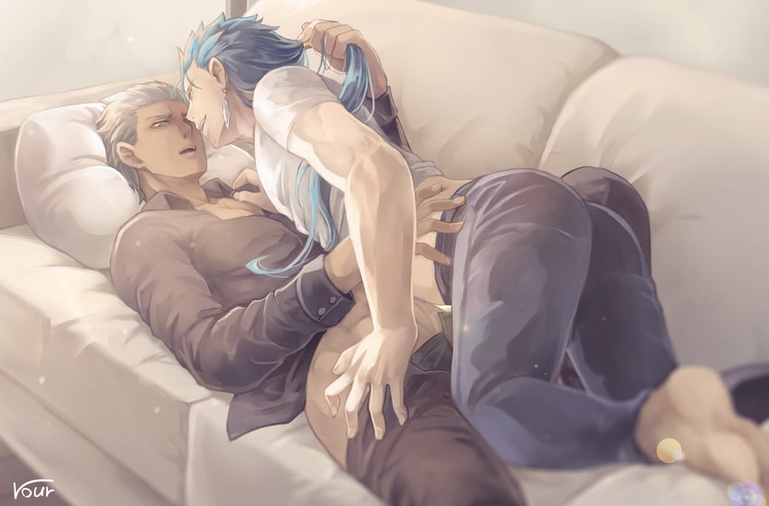 archer and cu chulainn (fate and 2 more) drawn by ro_(pixiv34009774)