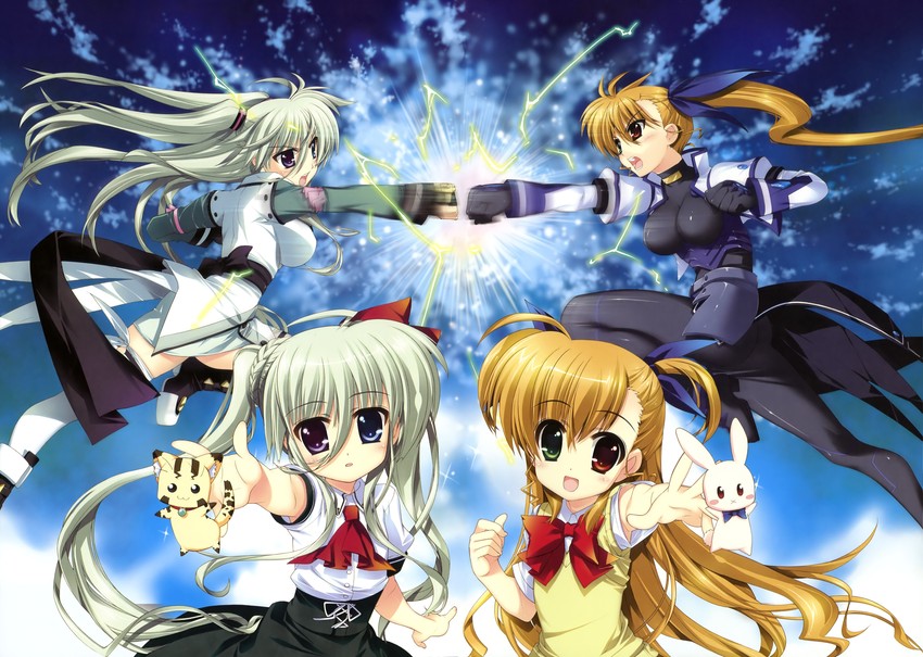 vivio, einhard stratos, sacred heart, and asteion (lyrical nanoha and 1 more) drawn by fujima_takuya