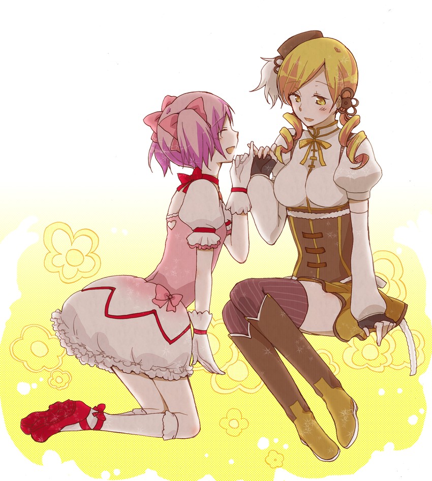 kaname madoka and tomoe mami (mahou shoujo madoka magica) drawn by sekihara_umina