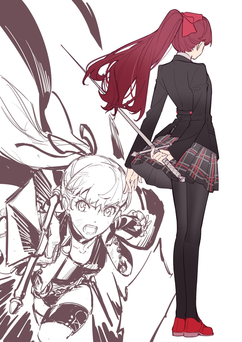 yoshizawa kasumi (persona and 2 more) drawn by tsubsa_syaoin