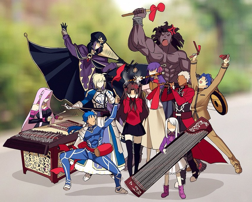artoria pendragon, saber, tohsaka rin, matou sakura, cu chulainn, and 5 more (fate and 1 more) drawn by yaoshi_jun