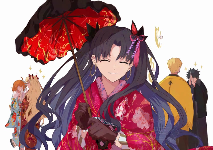 fujimaru ritsuka, ereshkigal, ishtar, and gilgamesh (fate and 1 more) drawn by sodamachi